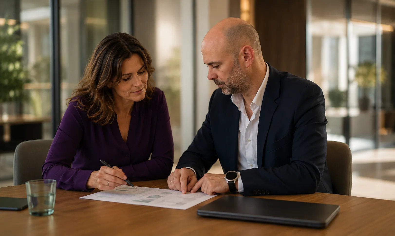 Échange autour d’un document projet dans un environnement professionnel contemporain